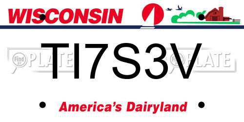TI7S3V Wisconsin License Plate