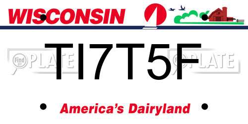 TI7T5F Wisconsin License Plate