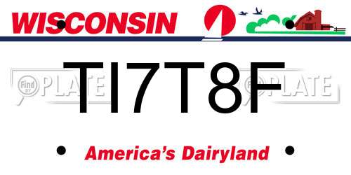 TI7T8F Wisconsin License Plate
