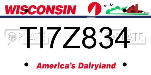 TI7Z834 Wisconsin License Plate