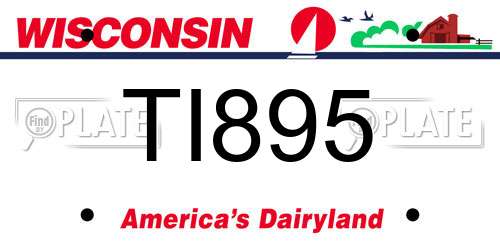 TI895 Wisconsin License Plate
