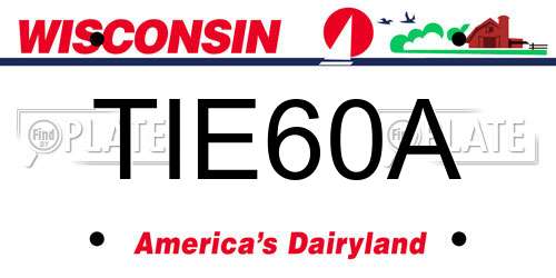 TIE60A Wisconsin License Plate