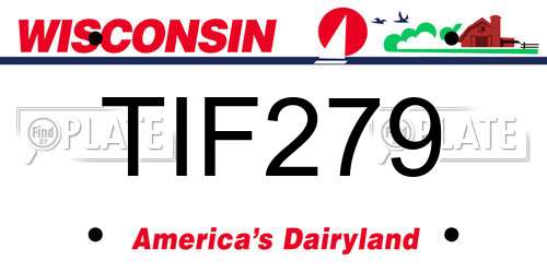 TIF279 Wisconsin License Plate