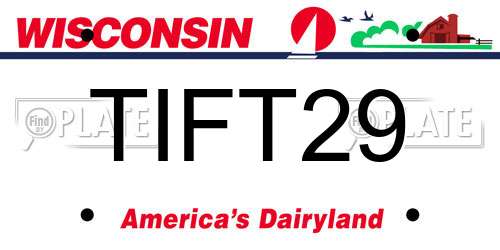 TIFT29 Wisconsin License Plate