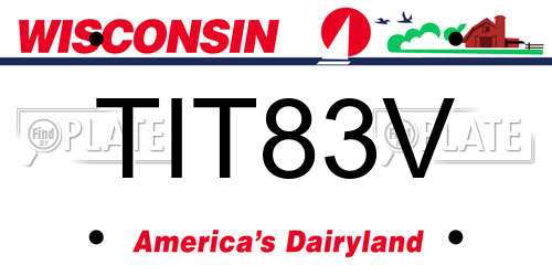 TIT83V Wisconsin License Plate