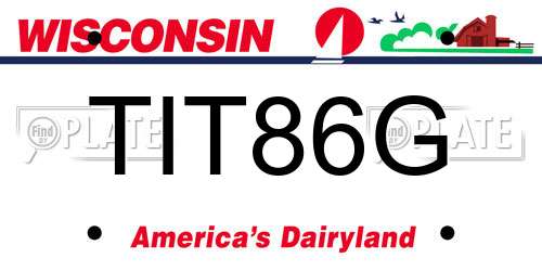 TIT86G Wisconsin License Plate