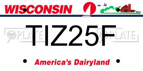 TIZ25F Wisconsin License Plate