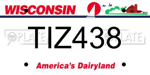 TIZ438 Wisconsin License Plate
