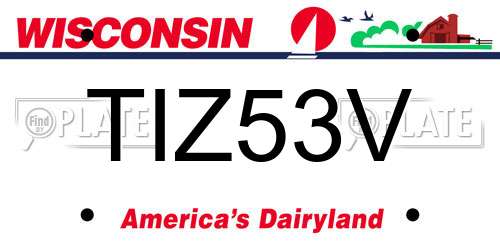 TIZ53V Wisconsin License Plate