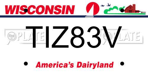 TIZ83V Wisconsin License Plate