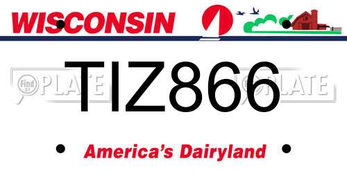 TIZ866 Wisconsin License Plate