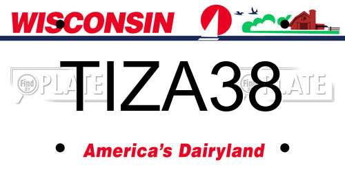 TIZA38 Wisconsin License Plate