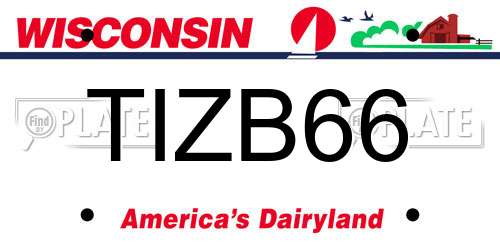 TIZB66 Wisconsin License Plate