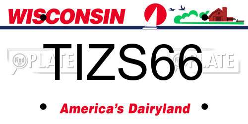TIZS66 Wisconsin License Plate