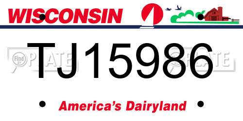 TJ15986 Wisconsin License Plate