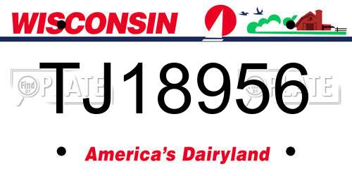 TJ18956 Wisconsin License Plate
