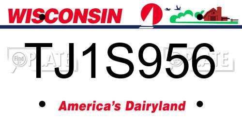 TJ1S956 Wisconsin License Plate