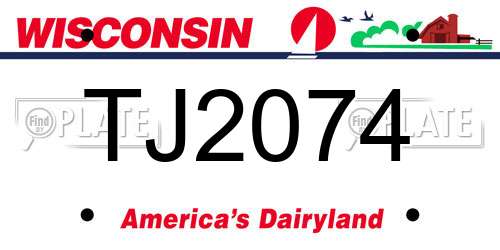 TJ2074 Wisconsin License Plate