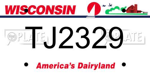 TJ2329 Wisconsin License Plate