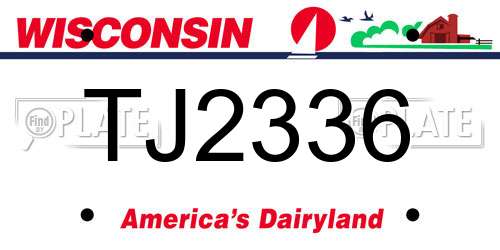 TJ2336 Wisconsin License Plate