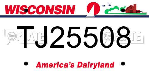 TJ25508 Wisconsin License Plate