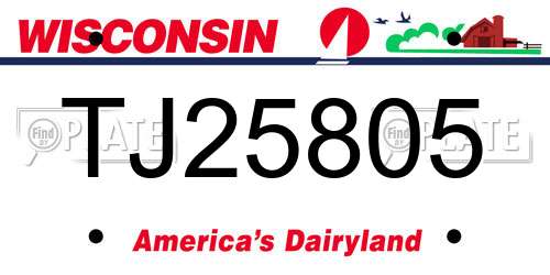 TJ25805 Wisconsin License Plate