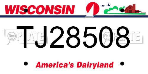 TJ28508 Wisconsin License Plate