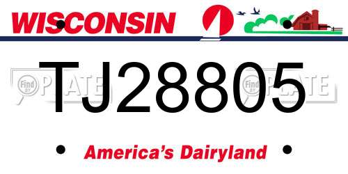 TJ28805 Wisconsin License Plate