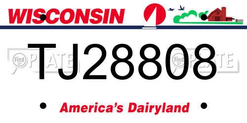 TJ28808 Wisconsin License Plate