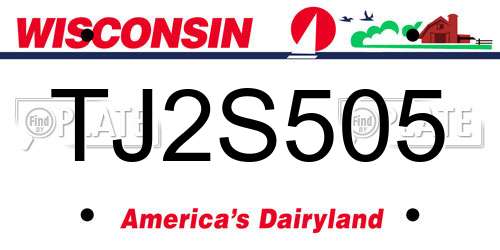 TJ2S505 Wisconsin License Plate