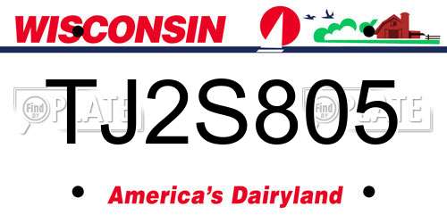 TJ2S805 Wisconsin License Plate
