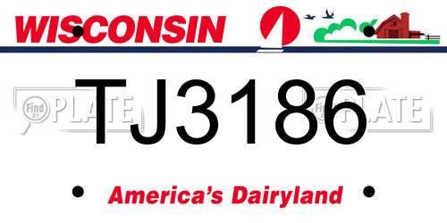 TJ3186 Wisconsin License Plate