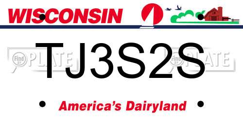 TJ3S2S Wisconsin License Plate