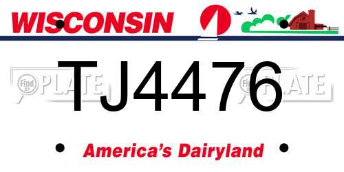 TJ4476 Wisconsin License Plate