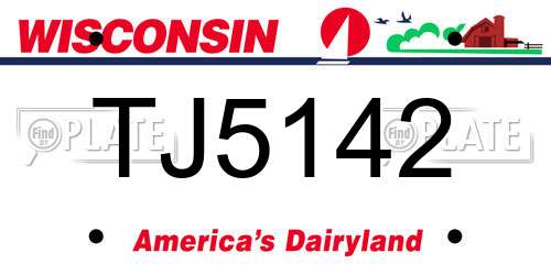 TJ5142 Wisconsin License Plate
