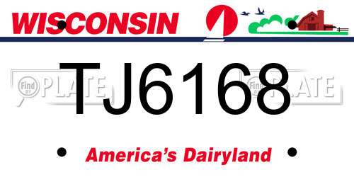TJ6168 Wisconsin License Plate