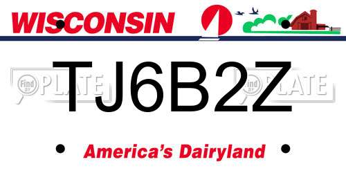 TJ6B2Z Wisconsin License Plate