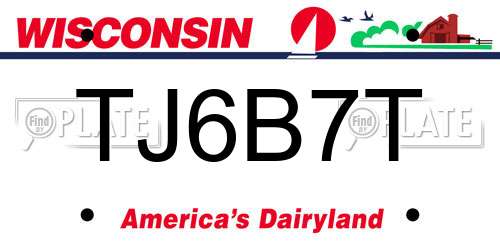 TJ6B7T Wisconsin License Plate