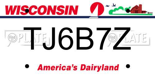TJ6B7Z Wisconsin License Plate