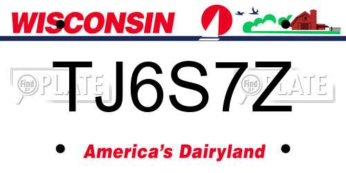TJ6S7Z Wisconsin License Plate