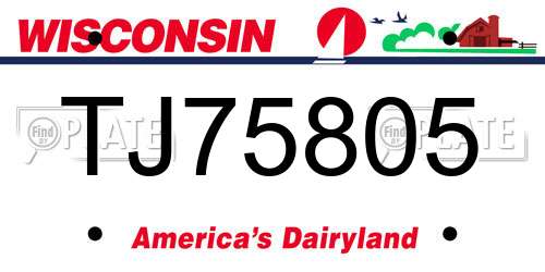 TJ75805 Wisconsin License Plate