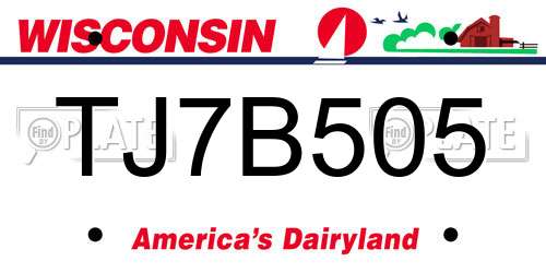 TJ7B505 Wisconsin License Plate
