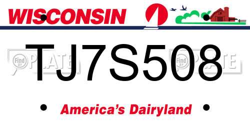 TJ7S508 Wisconsin License Plate