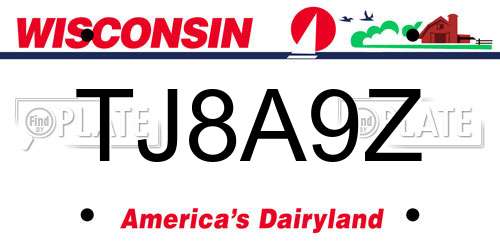 TJ8A9Z Wisconsin License Plate