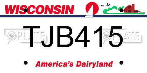 TJB415 Wisconsin License Plate