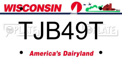 TJB49T Wisconsin License Plate