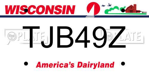 TJB49Z Wisconsin License Plate