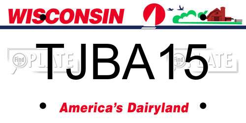 TJBA15 Wisconsin License Plate
