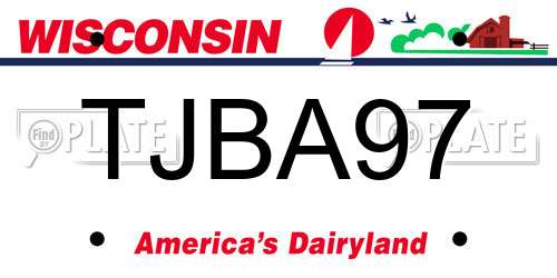 TJBA97 Wisconsin License Plate
