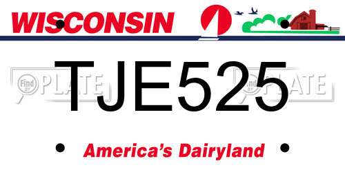 TJE525 Wisconsin License Plate